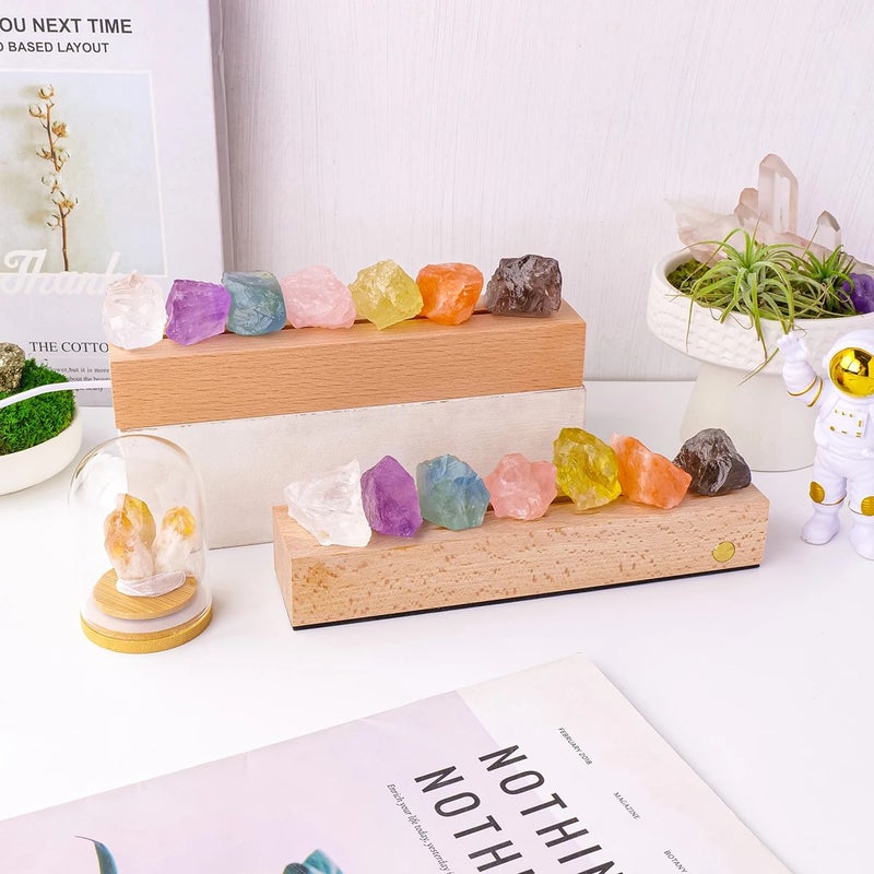 Bluejw Natural Rainbow Crystal Raw Stone Night Light - Bedroom Mood Lamp & Housewarming Gift Nightlights - Image 1